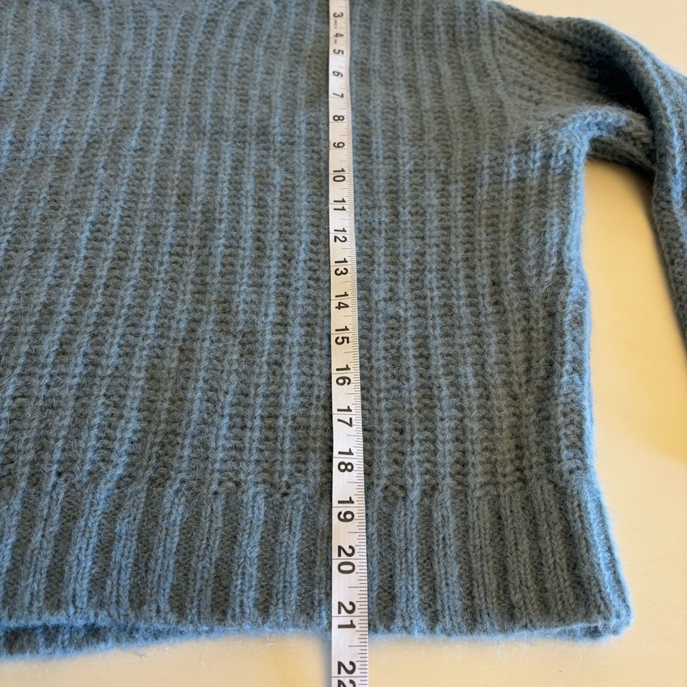 Sezane Josepha Sweater Wool Alpaca Mock Neck Chunky Knit Ribbed Frosted Blue XS - Picture 10 of 13